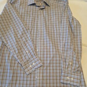 ENRO Men's Non-Iron Dress Shirt Size 16 34-35 Button Down Easy Care Long Sleeves